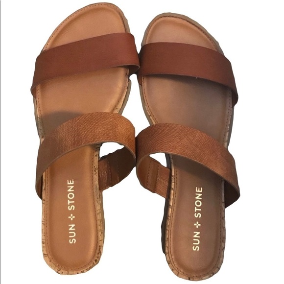 Sun + Stone Cognac Sandals Women 7.5 - Picture 1 of 4